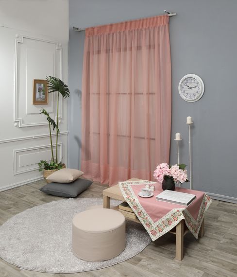Κουρτίνα με το Μέτρο Bουάλ Γαλλίας Plein Jour Ροζ Πούδρα-21014-Softhome