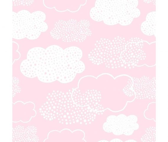 Κουρτίνα με το Μέτρο Παιδική Σύννεφα Ροζ Millo-301-Loneta